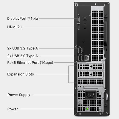 Dell Slim Desktop ECS1250 - Intel Core Ultra 5-225 Processor, Intel UHD Graphics, 16GB Memory, 512GB M.2 SSD, 3.0 SD Card Reader, Dell Wired Keyboard and Mouse, Windows 11 Home, Onsite+Migrate Service