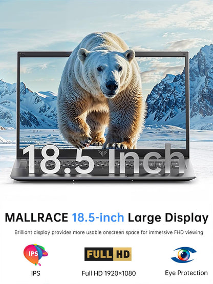 18.5 Inch Laptop with 8000 mAh Battery,Intel N150 Quad-Core Processor UP to 3.6GHZ,16GB DDR4 RAM 512GB SSD,WiFi 5,Full HD IPS Display,WIFI,2025 Windows 11 Laptops Computer for Business Office Student