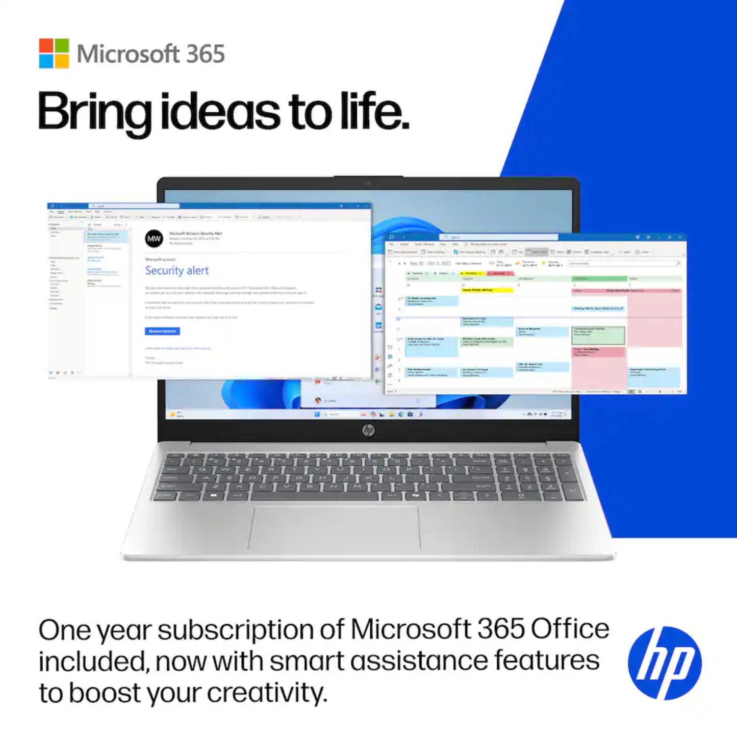 HP 15.6" Laptop with Microsoft 365-1.1TB Storage - 8GB Memory - Intel Inside | Anti-Glare Display, 128GB SSD and 1TB Cloud Storage, 4-Cores CPU, Fast Charge and 12hrs Battery, no Mouse