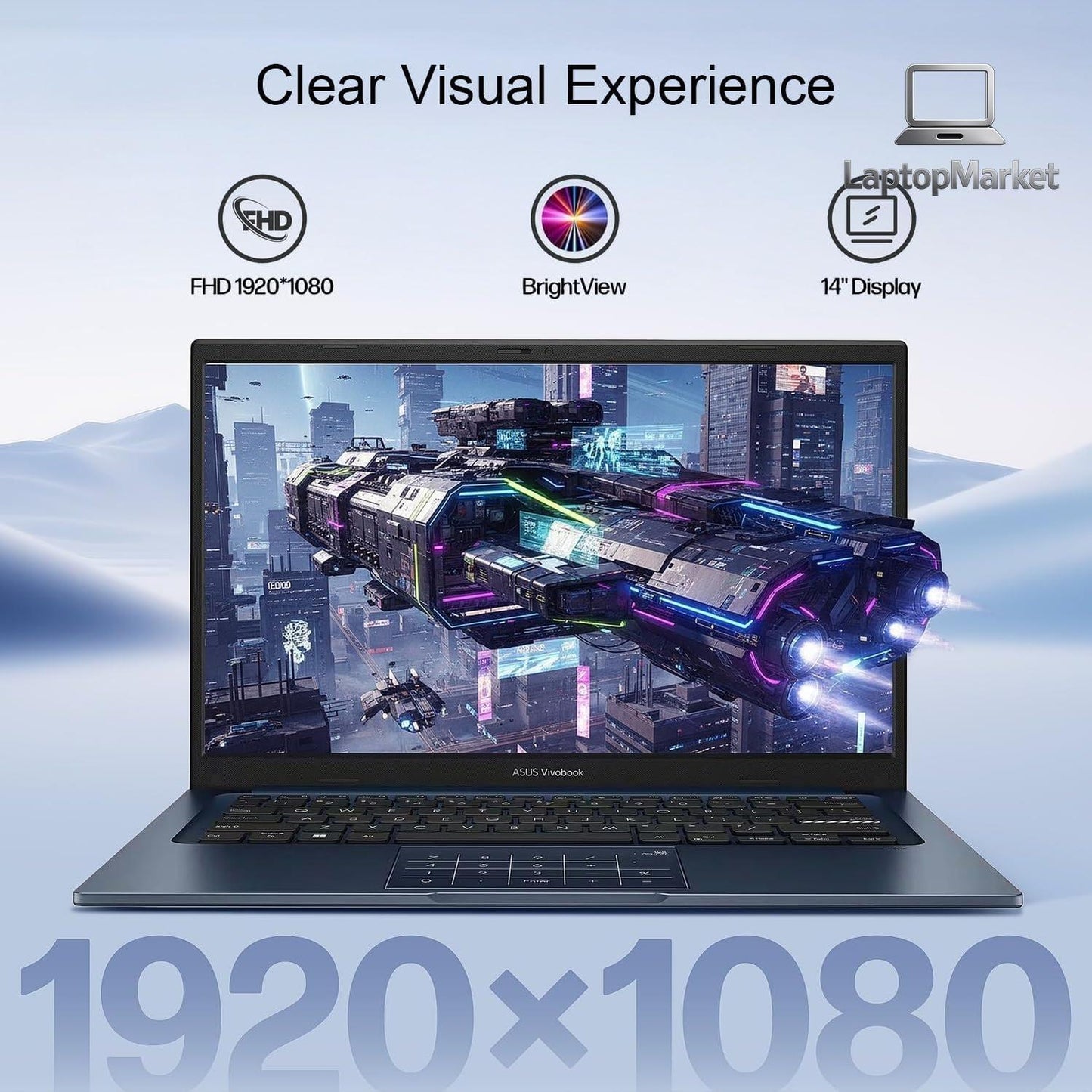 Customized ASUS Vivobook 14 FHD Laptop | Intel 13th Core i3, Up to 4.5GHz | 8/12/16/24/40GB DDR4 RAM | 256GB/512GB/1TB/2TB/4TB PCIe SSD | Win 11 | Wi-Fi 6E | HDMI | NumberPad | Thin & Light