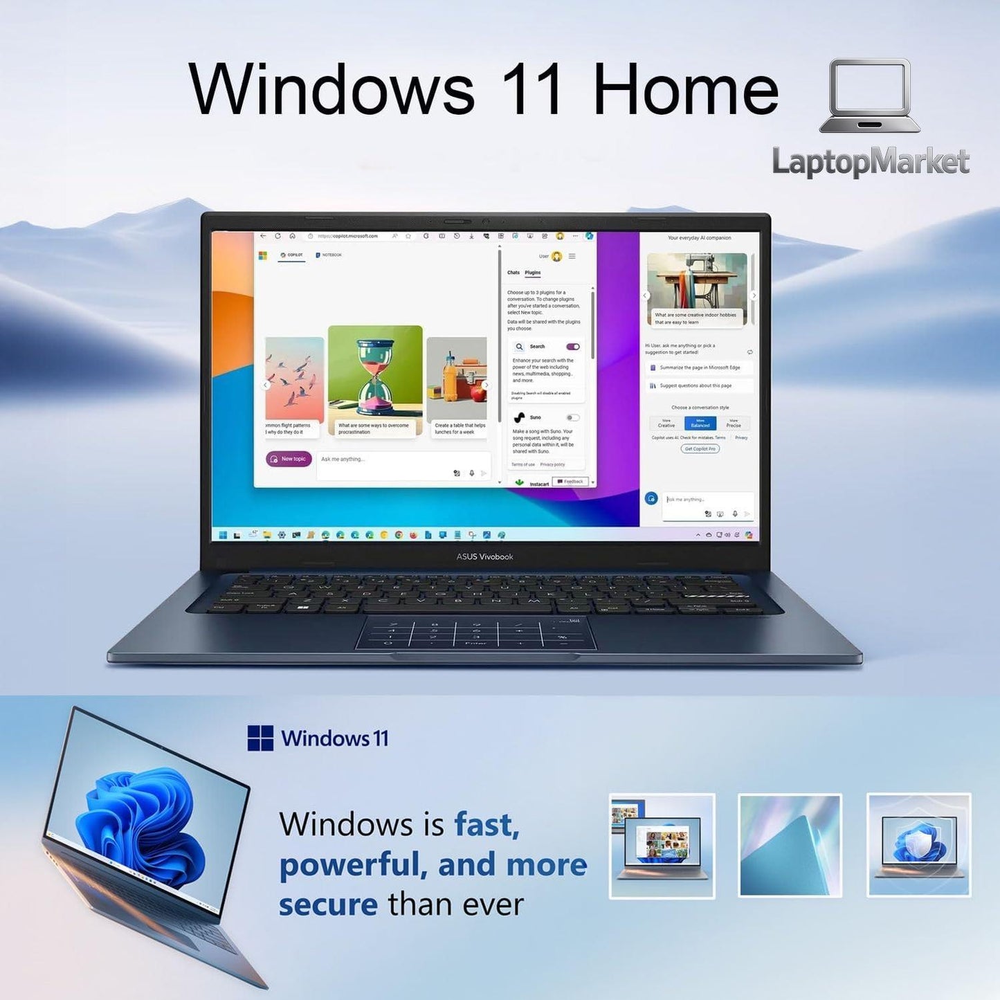 Customized ASUS Vivobook 14 FHD Laptop | Intel 13th Core i3, Up to 4.5GHz | 8/12/16/24/40GB DDR4 RAM | 256GB/512GB/1TB/2TB/4TB PCIe SSD | Win 11 | Wi-Fi 6E | HDMI | NumberPad | Thin & Light