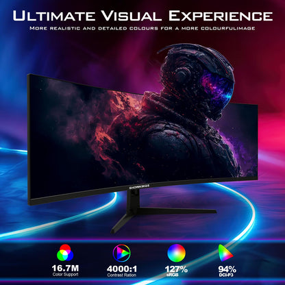 SHOWKINGS 49 Inch Curved Ultrawide QHD Gaming Monitor, 1500R 165Hz 32:9 QHD 5120x1440 Computer Monitor, 127% sRGB VESA Display HDR, Supports Wall Mounted Installation, Eye Care