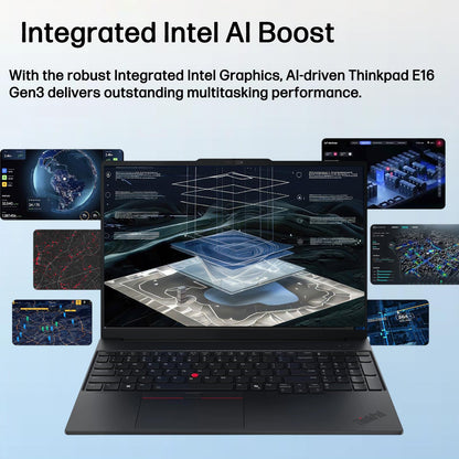 Lenovo ThinkPad E16 Laptop Computer for Business, Intel Ultra 5 225H (up to 4.9 GHz), 16GB DDR5 & 512GB PCIe SSD, Triple 4K Display Output, Fingerprint Reader, Windows 11 Pro, Carbon Black