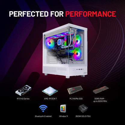 NEW Skytech Gaming Azure 3 Desktop PC, Ryzen 7 9700X 3.8 GHz (5.5GHz), NVIDIA RTX 4060 8GB, 1TB NVMe SSD, 16GB DDR5 RAM 6000, 650W Gold PSU, 360mm ARGB AIO, Wi-Fi, Win 11