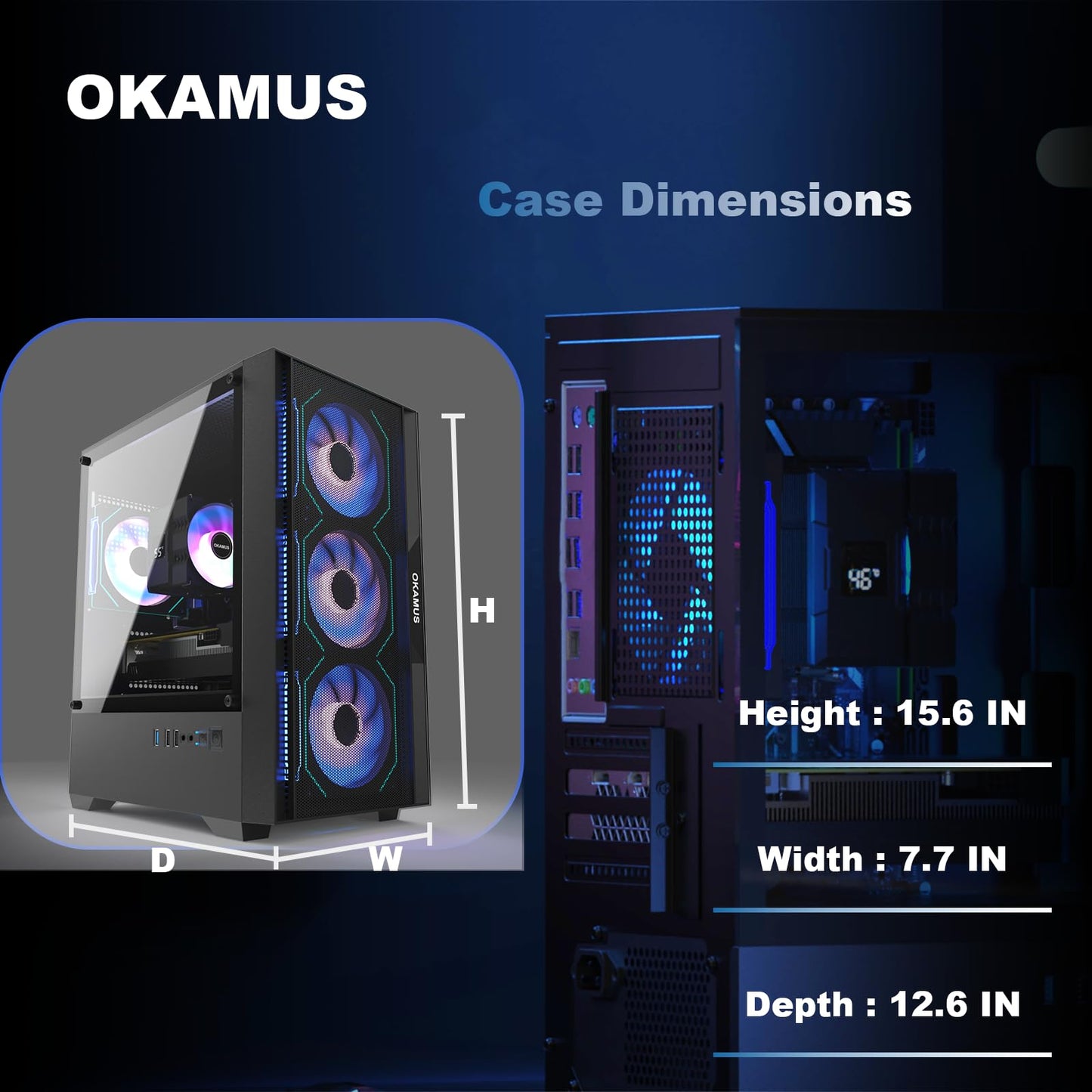 OKAMUS Gaming PC, i7 CPU, GTX 1660 Super 6GB Graphics, 512 GB M.2, 16 GB RAM Pre-Built Computer, RGB Fans x 4, Win 11 Home，WiFi 6 + 5.2/5.3, 550W PSU (i7+GTX 1660S+512GB+16GB)