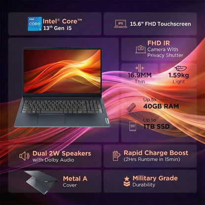 Lenovo 15.6" FHD Touchscreen Laptop w/MS Office 365 for The Web, 13th Gen Intel 10-Core i5-1335U(Beats i7-1255U), 8GB RAM, 756GB Storage(256GB SSD+500GB External Drive), Windows 11, WOWPC, No Mouse