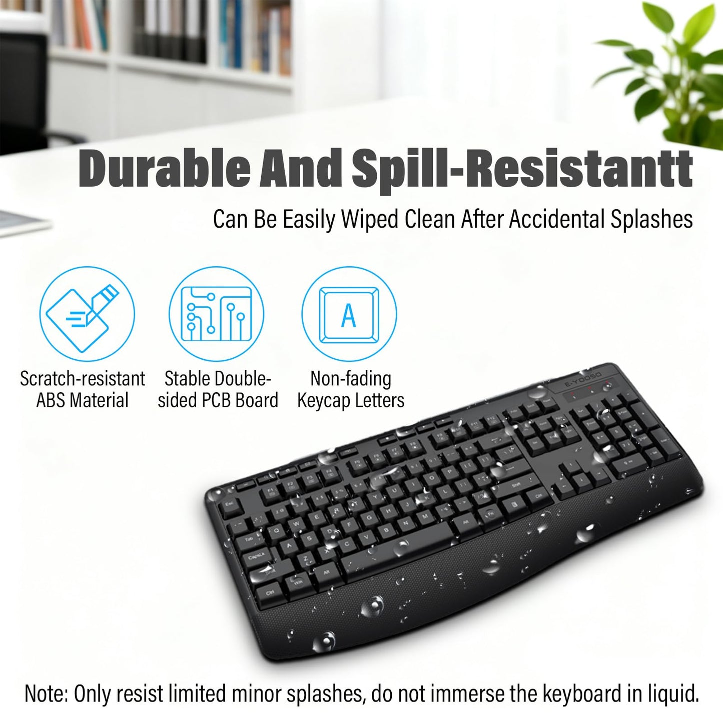 Wireless Keyboard and Mouse Combo,Silent Soft Touch Quiet Keyboard Less Noise 90%,Ergonomic with Wrist Rest,2.4GHz 104 Keys Full Size,2400 DPI Mouse,for PC Computer/Laptop/Mac Air/Mini/Pro