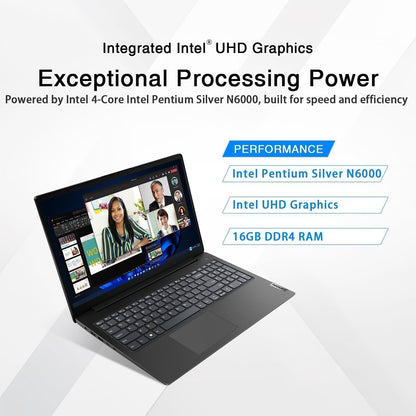 Lenovo 2026 New V15 Laptop for Student & Business | Intel Pentium 4-Core Processor | 15.6 FHD Screen (1920 x 1080) | 12GB RAM | 256GB SSD | Ethernet RJ-45 | Windows 11 with Office 365 for The Web
