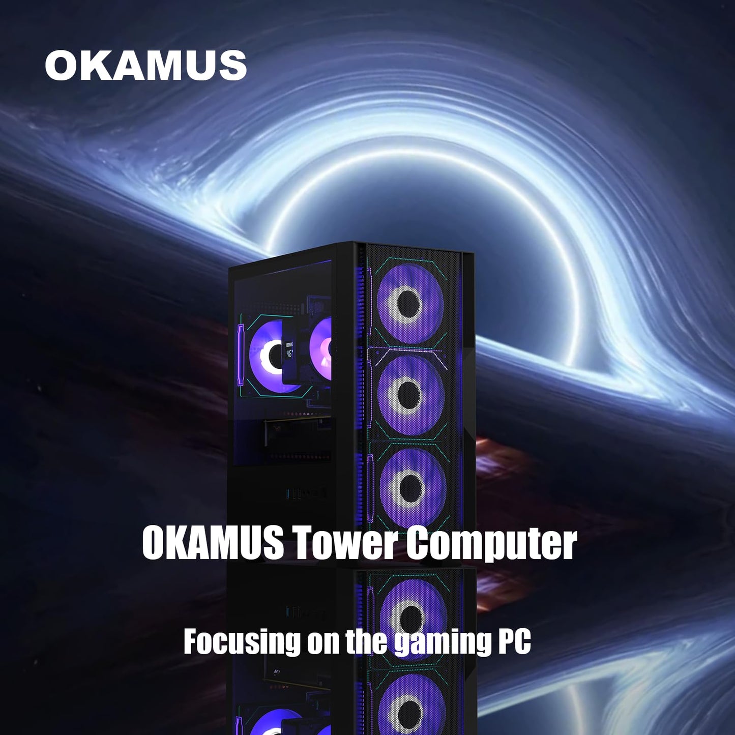 OKAMUS Gaming PC, i7 CPU, GTX 1660 Super 6GB Graphics, 512 GB M.2, 16 GB RAM Pre-Built Computer, RGB Fans x 4, Win 11 Home，WiFi 6 + 5.2/5.3, 550W PSU (i7+GTX 1660S+512GB+16GB)