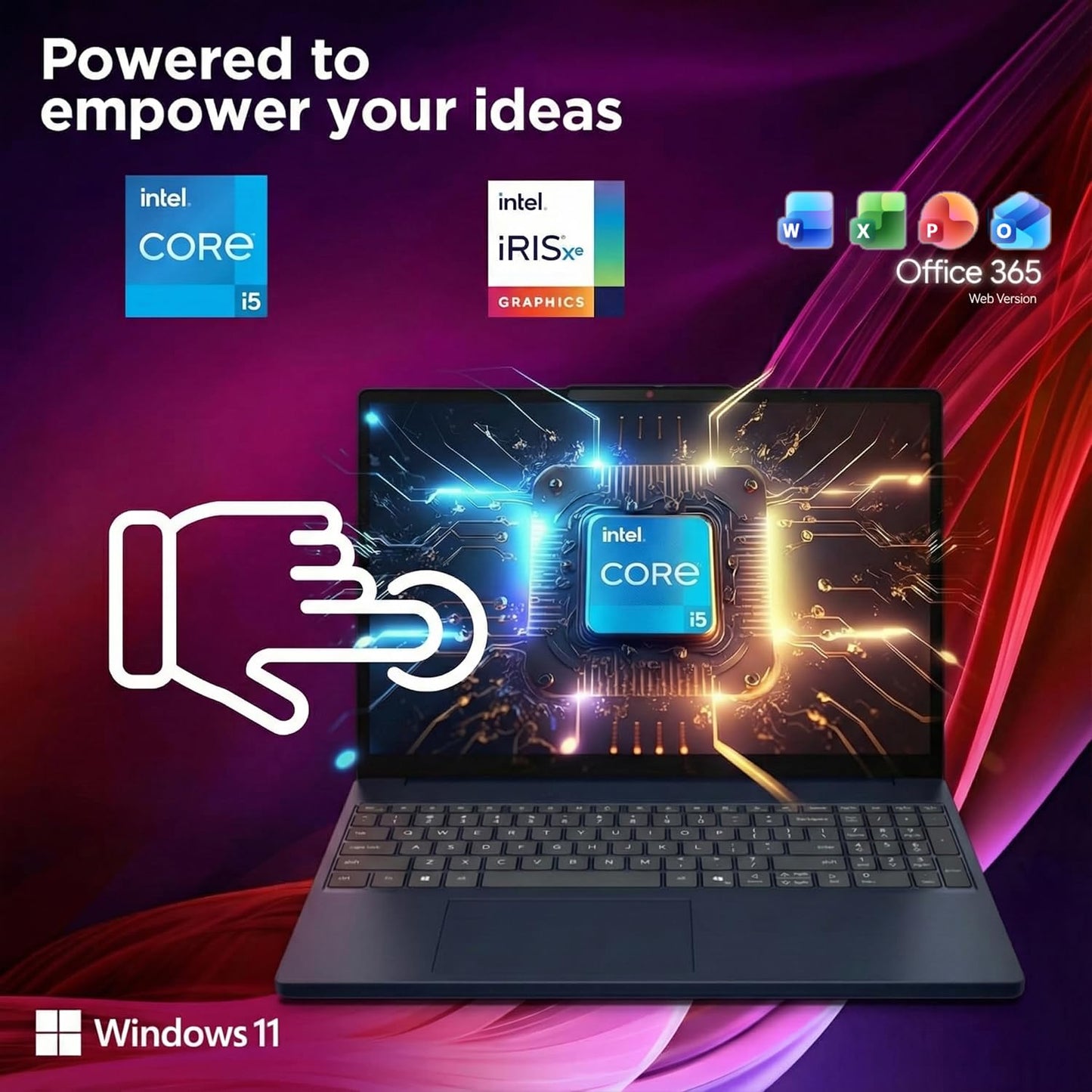 Lenovo 15.6" FHD Touchscreen Laptop w/MS Office 365 for The Web, 13th Gen Intel 10-Core i5-1335U(Beats i7-1255U), 8GB RAM, 756GB Storage(256GB SSD+500GB External Drive), Windows 11, WOWPC, No Mouse