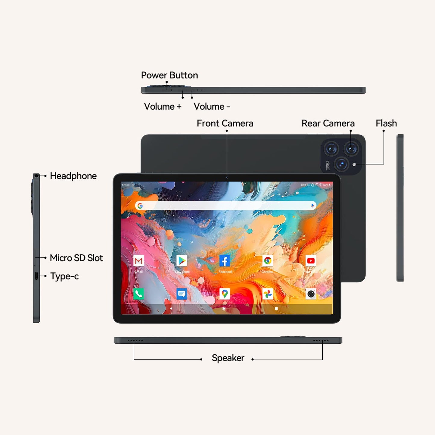 2026 Latest 11 Inch Tablet Android 15 Tablets with Octa Core Processor 16GB RAM 128GB ROM 1TB Expand Tablet with 7000mAh Battery, 21MP Camera, FHD Screen, GPS, 5G WiFi+2.4G WiFi, Deal Speaker, BT 5.0