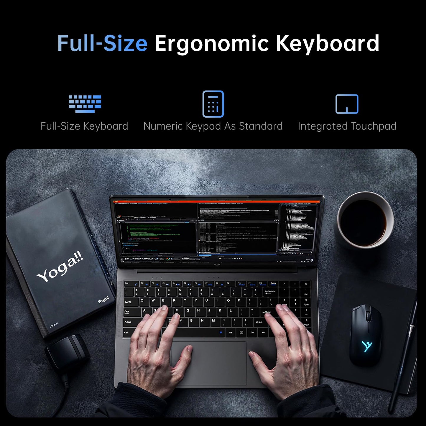 MALLRACE 15.6" IPS Light Gaming Laptop, AMD Ryzen 3 4300U(4C/4T,Beat Intel Processor N100,up to 3.7GHz) Computer with Numbers Keyboard Type-C Charger WiFi 5 BT5.0, 54.72Wh Battery for Student and Home