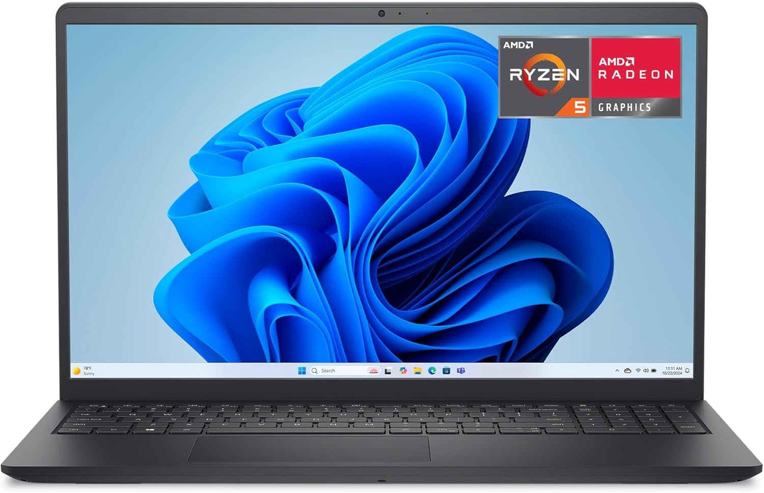 Dell 15 Laptop DC15255-15.6-inch FHD 120Hz Display, AMD Ryzen 5-7520U, 8GB LPDDR5 RAM, 512GB SSD, Radeon 610M Graphics, Windows 11 Home, Onsite Service - Carbon Black