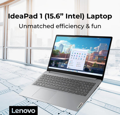 New Lenovo IdeaPad 1 Student Laptop, 15.6" FHD Display, Intel Dual Core Processor, 12GB RAM, 512GB SSD + 128GB eMMC, 1 Year Office 365, Wi-Fi 6, Webcam, Bluetooth, SD Card Reader, Windows 11 Home, Grey
