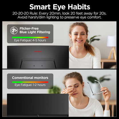 KOORUI 24 inch Curved Gaming Monitor 180Hz FHD 1080P Computer Monitor, 1ms 1500R Display, Adaptive Sync, FreeSync Premium, HDMI 2.0X2 & DP 1.2, VESA, Tilt, 24E6CA