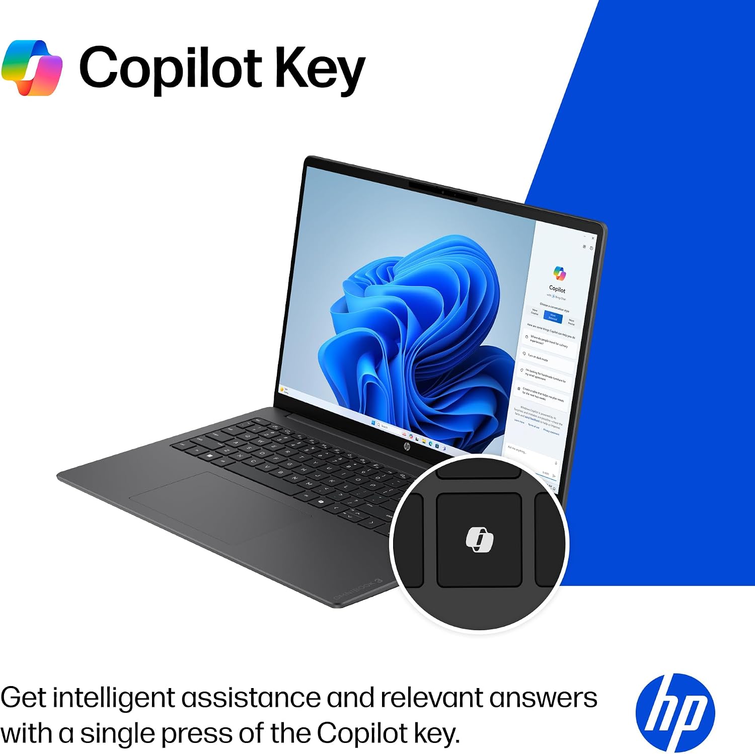 HP OmniBook 3 16 inch Laptop PC, 2K Touchscreen, AMD Ryzen 3 30, 8 GB RAM, 256 GB SSD, AMD Radeon 610M GPU, Windows 11 Home, Mica Silver, 16-by0199nr