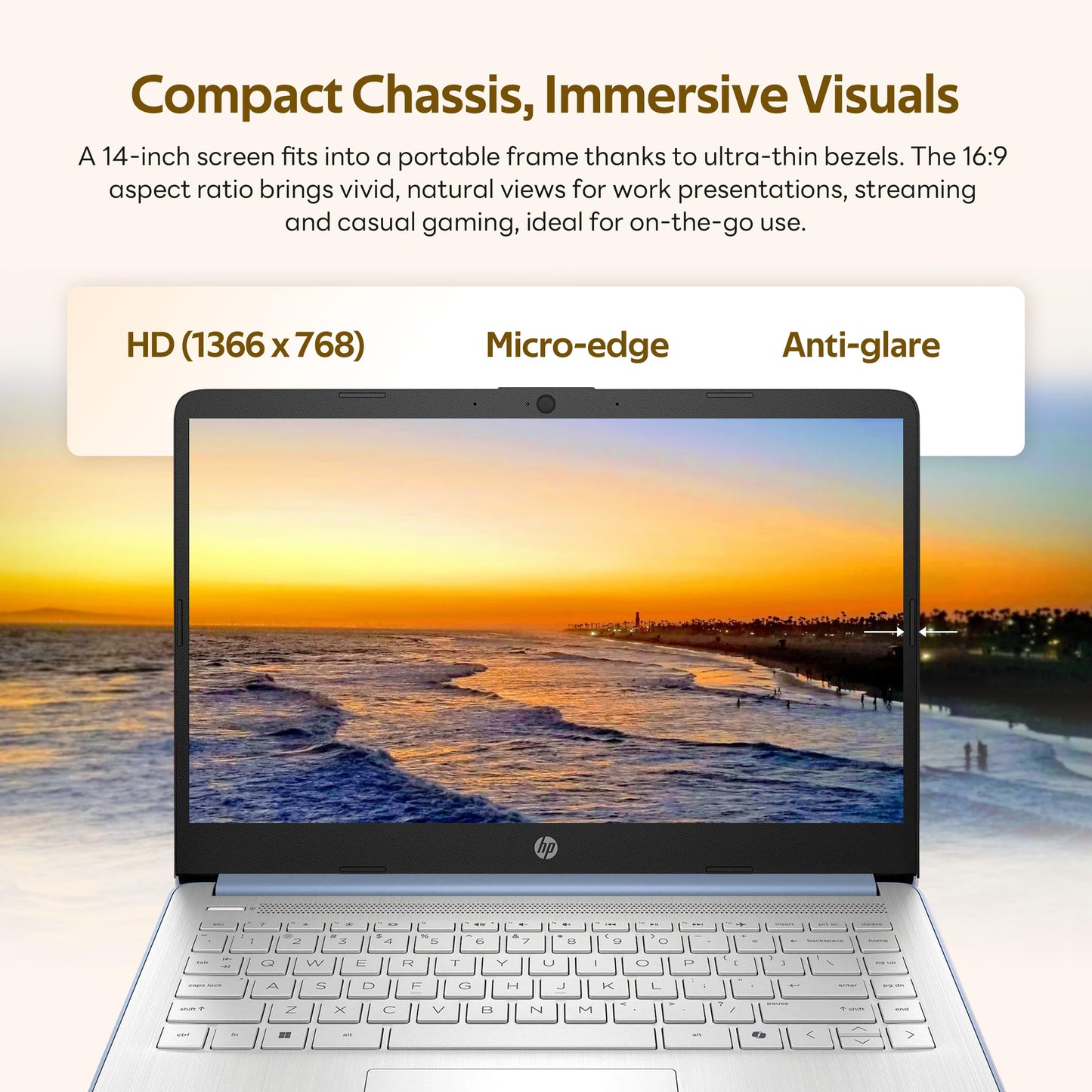 HP Stream 14" Laptop with AI Copilot, Flagship for Students & Business, 13th Gen Intel 4-Core, 4GB RAM, 1.12TB Storage (128GB UFS + 1TB Docking Station), Office 365 1-Year, Win 11 S, Sky Blue