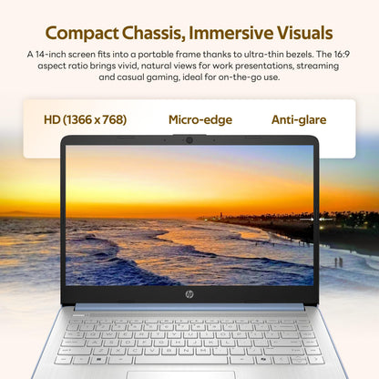 HP Stream 14" Laptop with AI Copilot, Flagship for Students & Business, 13th Gen Intel 4-Core, 4GB RAM, 1.12TB Storage (128GB UFS + 1TB Docking Station), Office 365 1-Year, Win 11 S, Sky Blue