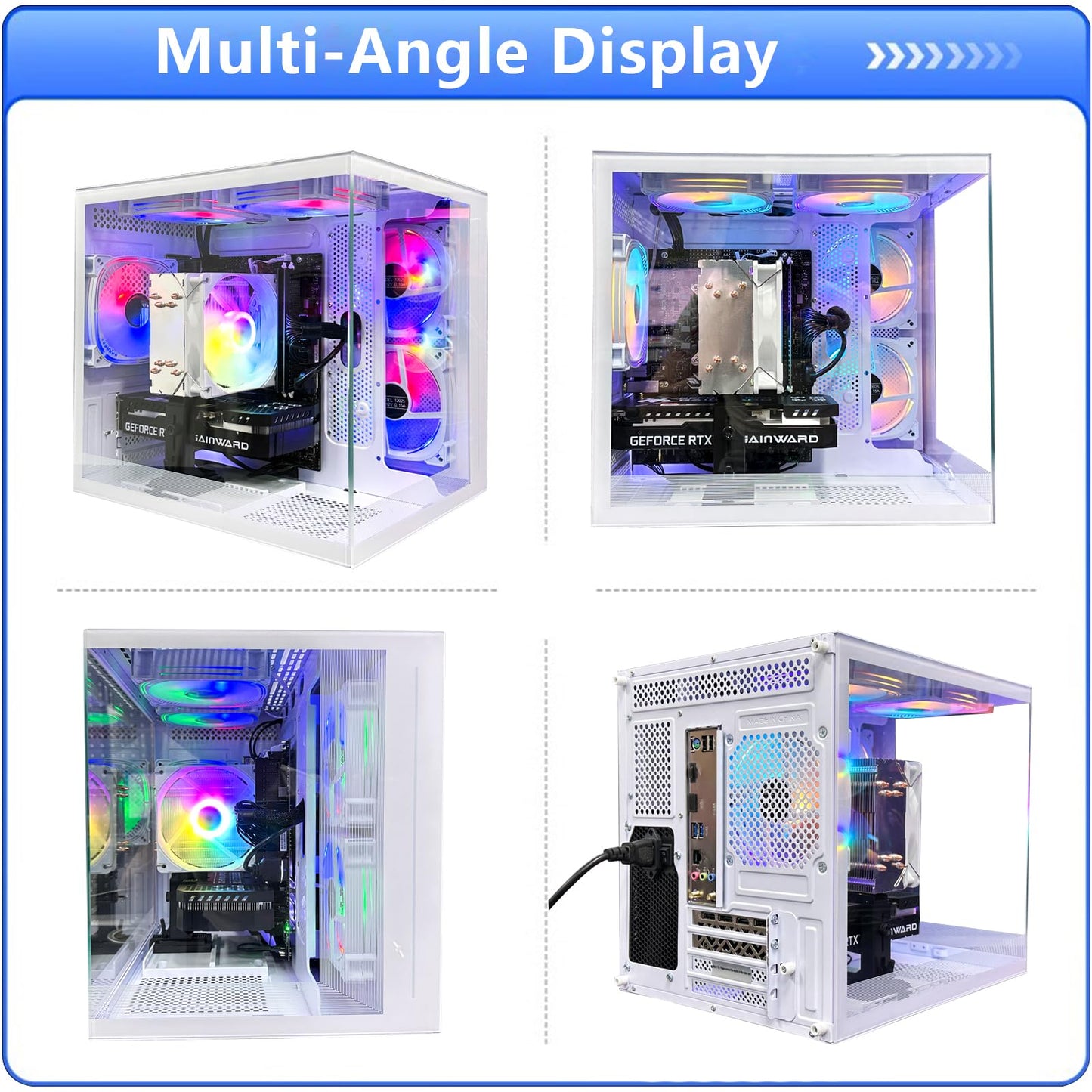 suevery Desktop Computers,32G RAM,1TB NVMe SSD,Core i5-12400F,RTX 3050 6G,Prebuilt Gaming PC,Tower Computer Gamer,Work,VR,4K,Home and Business WiFi 6 White