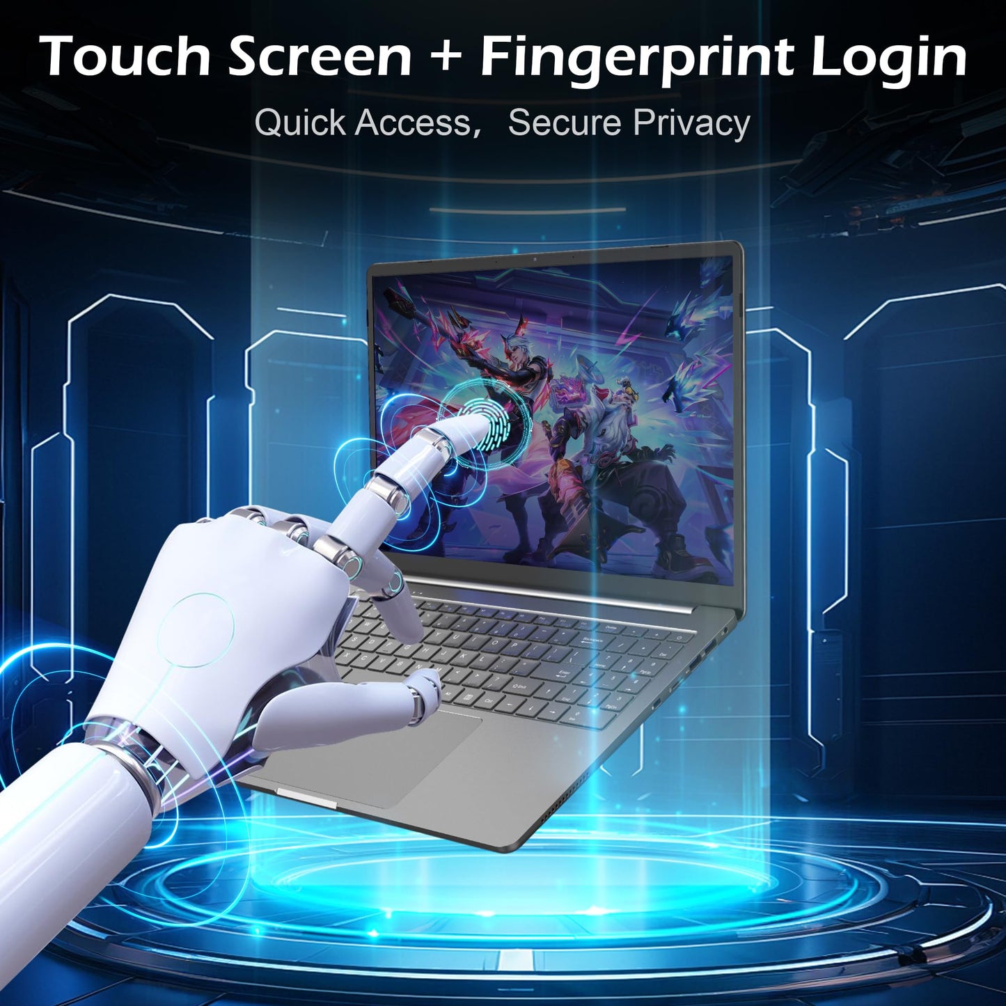 16 inch Touchscreen Laptop,Laptop Computer with Quad Core N95 Processor (Up to 3.4GHz),16GB RAM 512GB SSD Storage,Backlit Keyboard, Fingerprint Reader, BT5.2, WiFi 6 ,Thin & Light,Metal Body,Gray