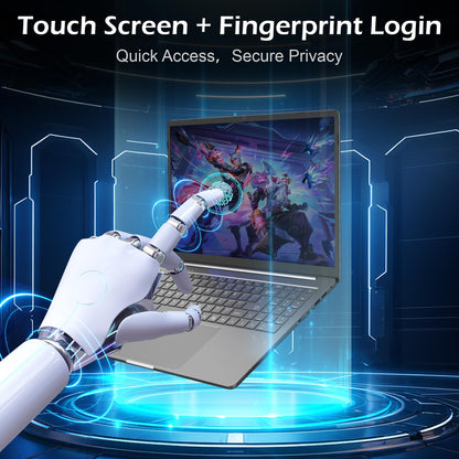 16 inch Touchscreen Laptop,Laptop Computer with Quad Core N95 Processor (Up to 3.4GHz),16GB RAM 512GB SSD Storage,Backlit Keyboard, Fingerprint Reader, BT5.2, WiFi 6 ,Thin & Light,Metal Body,Gray