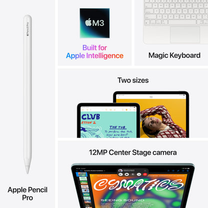 Apple iPad Air 13-inch with M3 chip Built for Apple Intelligence, Liquid Retina Display, 256GB, 12MP Front/Back Camera, Wi-Fi 6E, Touch ID, All-Day Battery Life — Space Gray with AppleCare+ (2 Years)