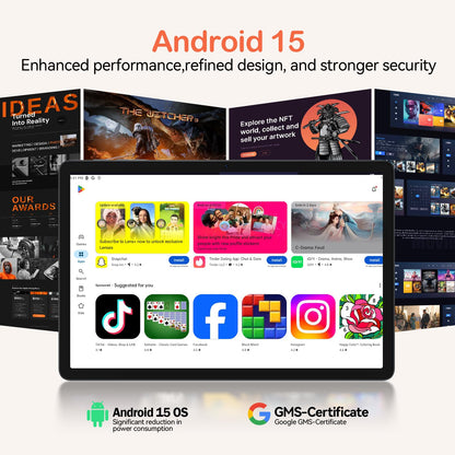2026 Latest 11 Inch Tablet Android 15 Tablets with Octa Core Processor 16GB RAM 128GB ROM 1TB Expand Tablet with 7000mAh Battery, 21MP Camera, FHD Screen, GPS, 5G WiFi+2.4G WiFi, Deal Speaker, BT 5.0