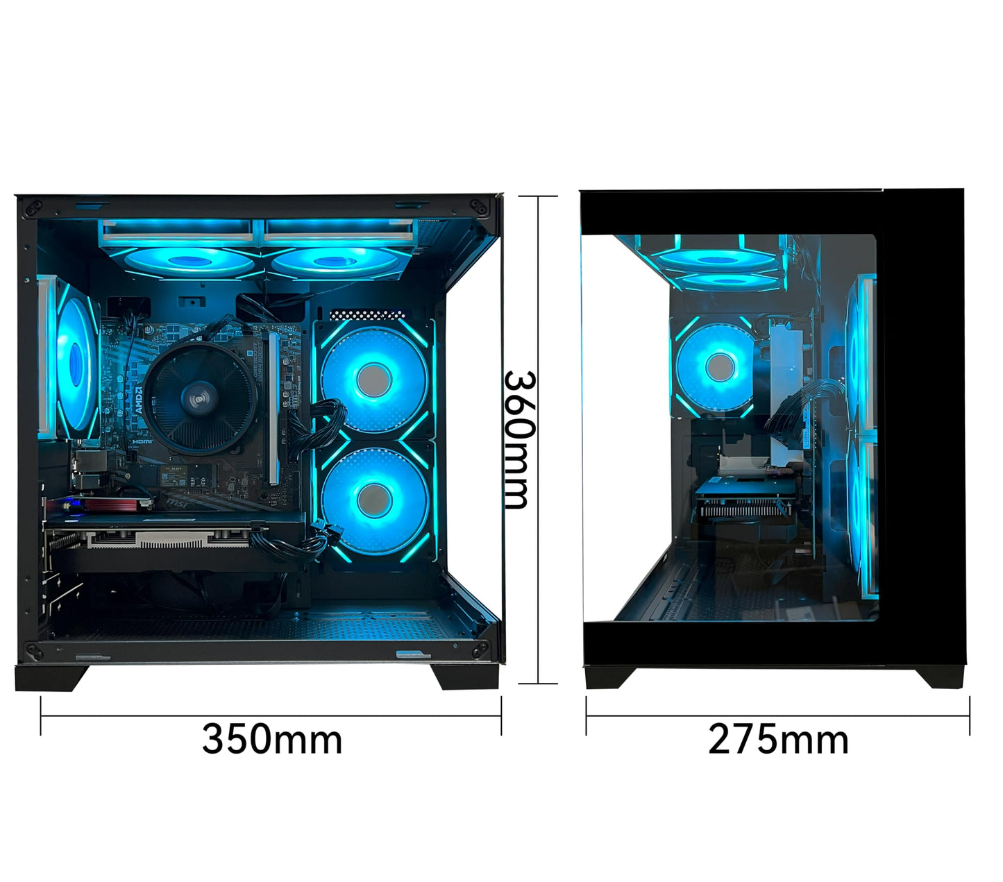 SKYESEV Gaming PC Desktop Computer, AMD Ryzen 5 5500, RX6500XT 4GB Graphics, 16GB DDR4 RAM, 512GB NVMe SSD, ARGB Fans, Game Design Office