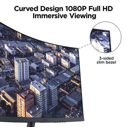 KOORUI 27 Inch Curved Monitor FHD 1080P 75Hz Computer Monitors, 1500R PC Screen with HDMI VGA, TÜV Rheinland Certified, Tilt Adjustable,1500R, Eye Care, Black, 27N5CA