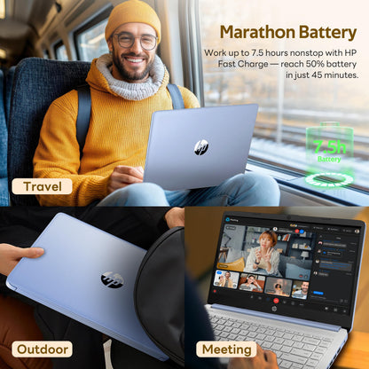 HP Stream 14" Laptop with AI Copilot, Flagship for Students & Business, 13th Gen Intel 4-Core, 4GB RAM, 1.12TB Storage (128GB UFS + 1TB Docking Station), Office 365 1-Year, Win 11 S, Sky Blue