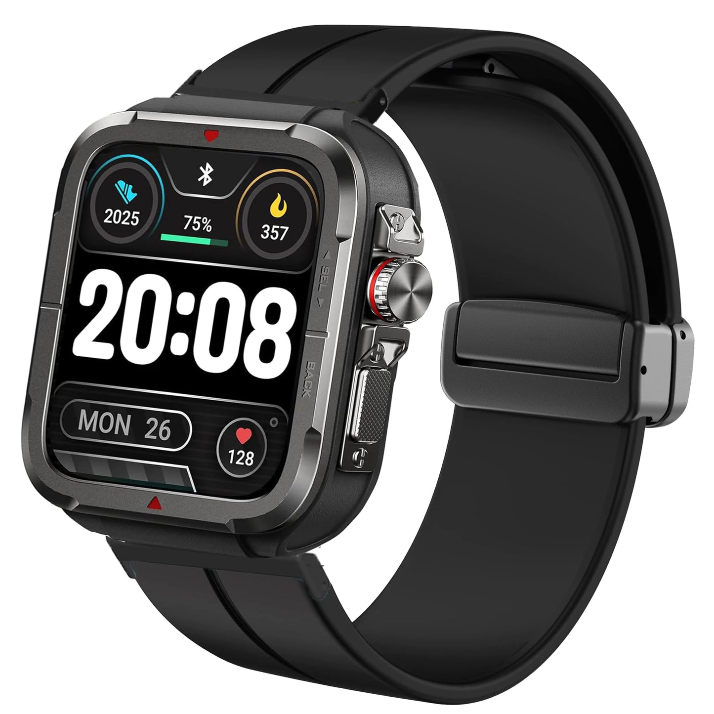 Lamshaw Compatible for SKG R8 Smart Watches Bands Soft Silicone Magnetic Buckle Sport Wristband Replacement Straps Compatible for SKG R8 1.8 Fitness Tracker Smart Watches (Black)