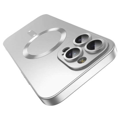 Magnetic Case for iPhone 16 Pro MagSafe with Camera Lens ProtectorFull Protection Slim Smooth Shockproof Anti-Scratch Soft Silicone Bumper Metallic Phone Case for iPhone 16 Pro Silver