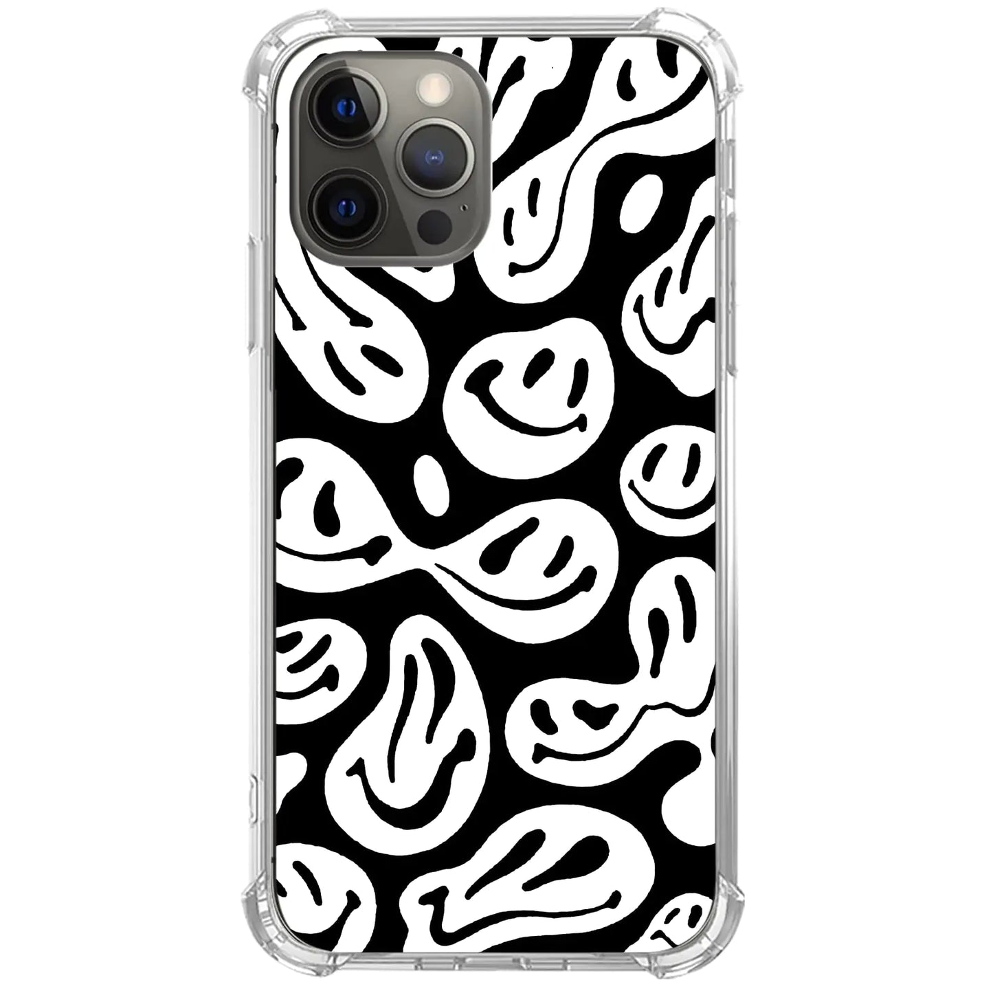 GialCenik Black and White Smile Face Phone Case for iPhone 16 Pro Trippy Aesthetic Melting Case for iPhone 16 Pro Trendy Unique Design TPU Bumper Cover Case