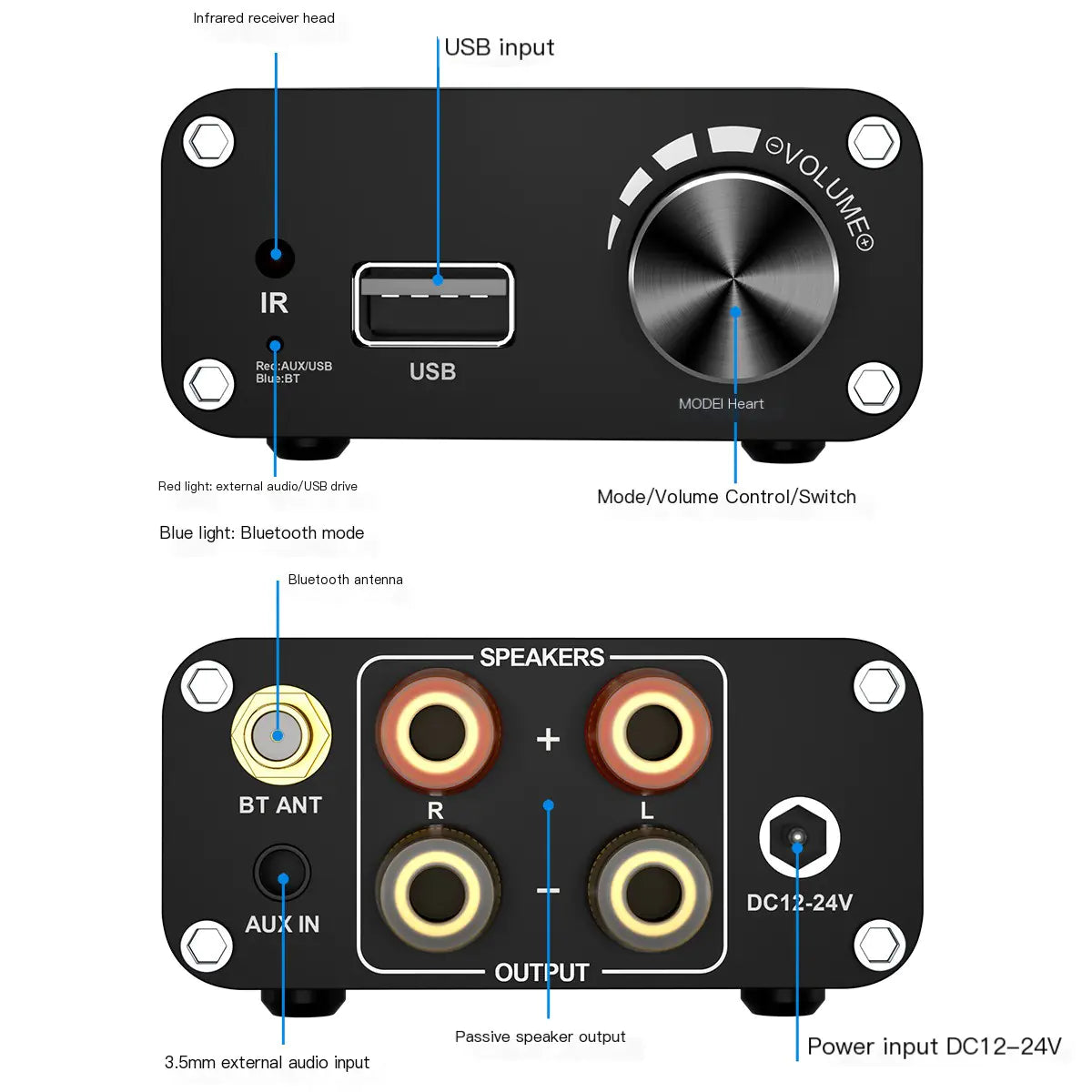200W Mini Bluetooth Power Amplifier 2.0 Channel