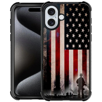 CARLOCA Compatible with iPhone 16 CaseUs Sunshine Soldiers Patriotic Cases for Girls BoysFashion Graphic Design Shockproof Anti-Scratch Drop Protection Case for iPhone 16 Case