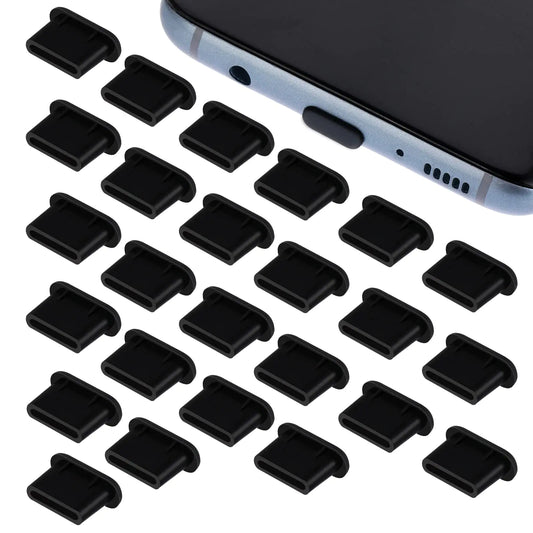 Giantree 25pcs Type-C Dust Plug Set Silicone USB C Anti Dust Cover Caps Charging Port Cover Type-C Dust Protectors Stopper for Smartphone Laptop