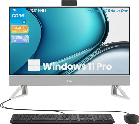 Dell Inspiron 5410 All-in-One Desktop, 23.8-inch FHD IPS, 12th Gen Intel Core i5-1235U, 16GB RAM, 512GB SSD, HDMI, RJ-45, Keyboard and Mouse, Wi-Fi, Windows 11 Pro(Renewed)
