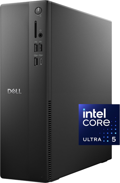 Dell Slim Desktop ECS1250 - Intel Core Ultra 5-225 Processor, Intel UHD Graphics, 16GB Memory, 512GB M.2 SSD, 3.0 SD Card Reader, Dell Wired Keyboard and Mouse, Windows 11 Home, Onsite+Migrate Service