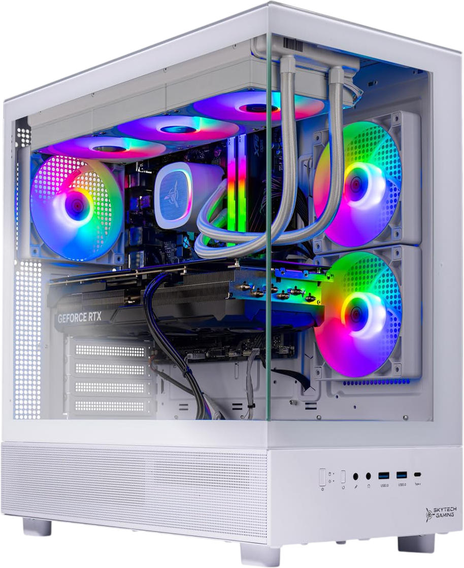 NEW Skytech Gaming Azure 3 Desktop PC, Ryzen 7 9700X 3.8 GHz (5.5GHz), NVIDIA RTX 4060 8GB, 1TB NVMe SSD, 16GB DDR5 RAM 6000, 650W Gold PSU, 360mm ARGB AIO, Wi-Fi, Win 11