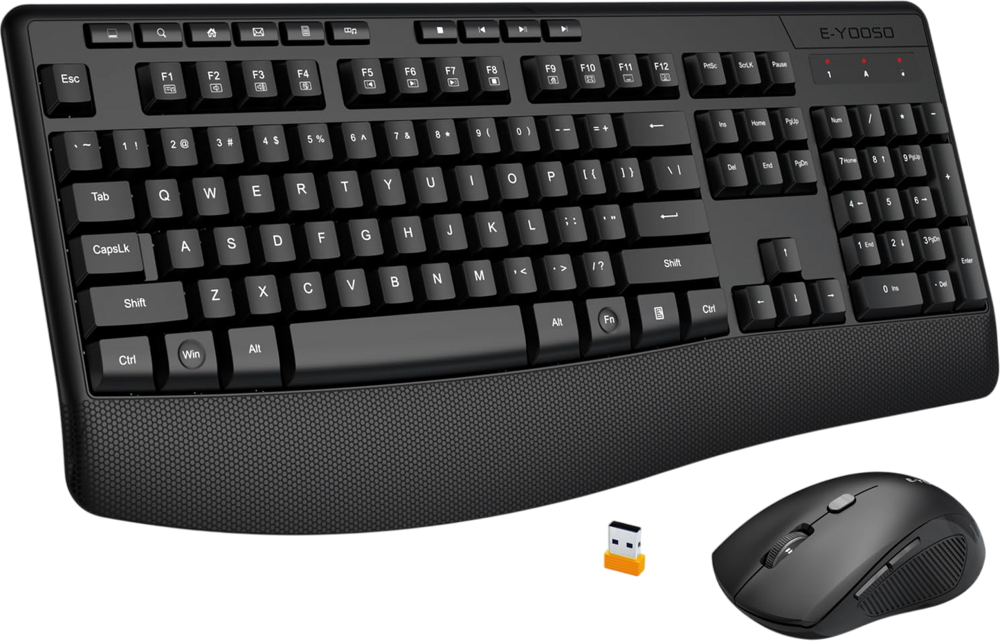 Wireless Keyboard and Mouse Combo,Silent Soft Touch Quiet Keyboard Less Noise 90%,Ergonomic with Wrist Rest,2.4GHz 104 Keys Full Size,2400 DPI Mouse,for PC Computer/Laptop/Mac Air/Mini/Pro