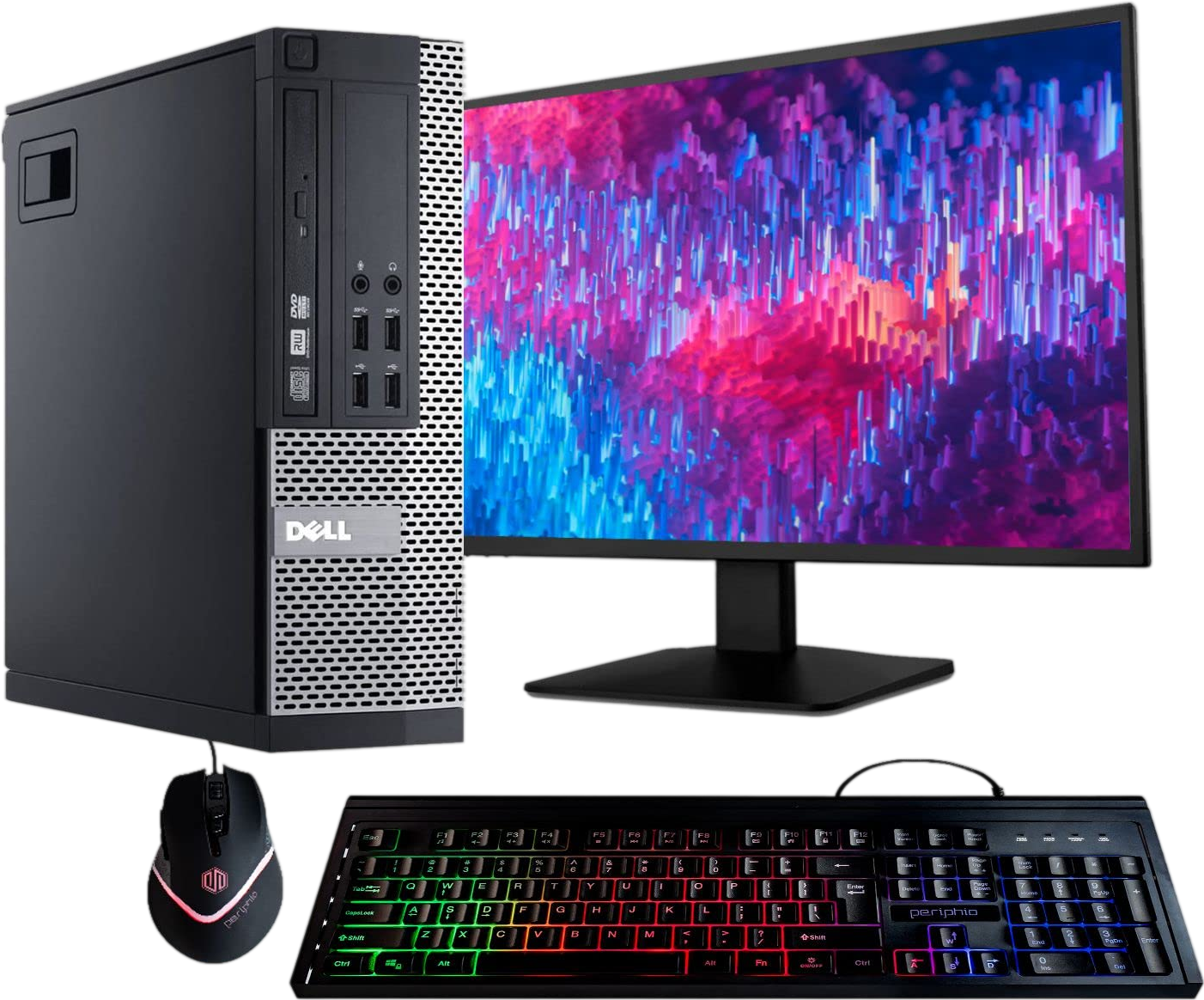 Dell Optiplex 9020 Desktop Computer PC, Intel Quad-Core i5, 500GB HDD Storage, 8GB DDR3 RAM, WiFi, 20 in Monitor, RGB Productivity Bundle, Windows 11 Pro