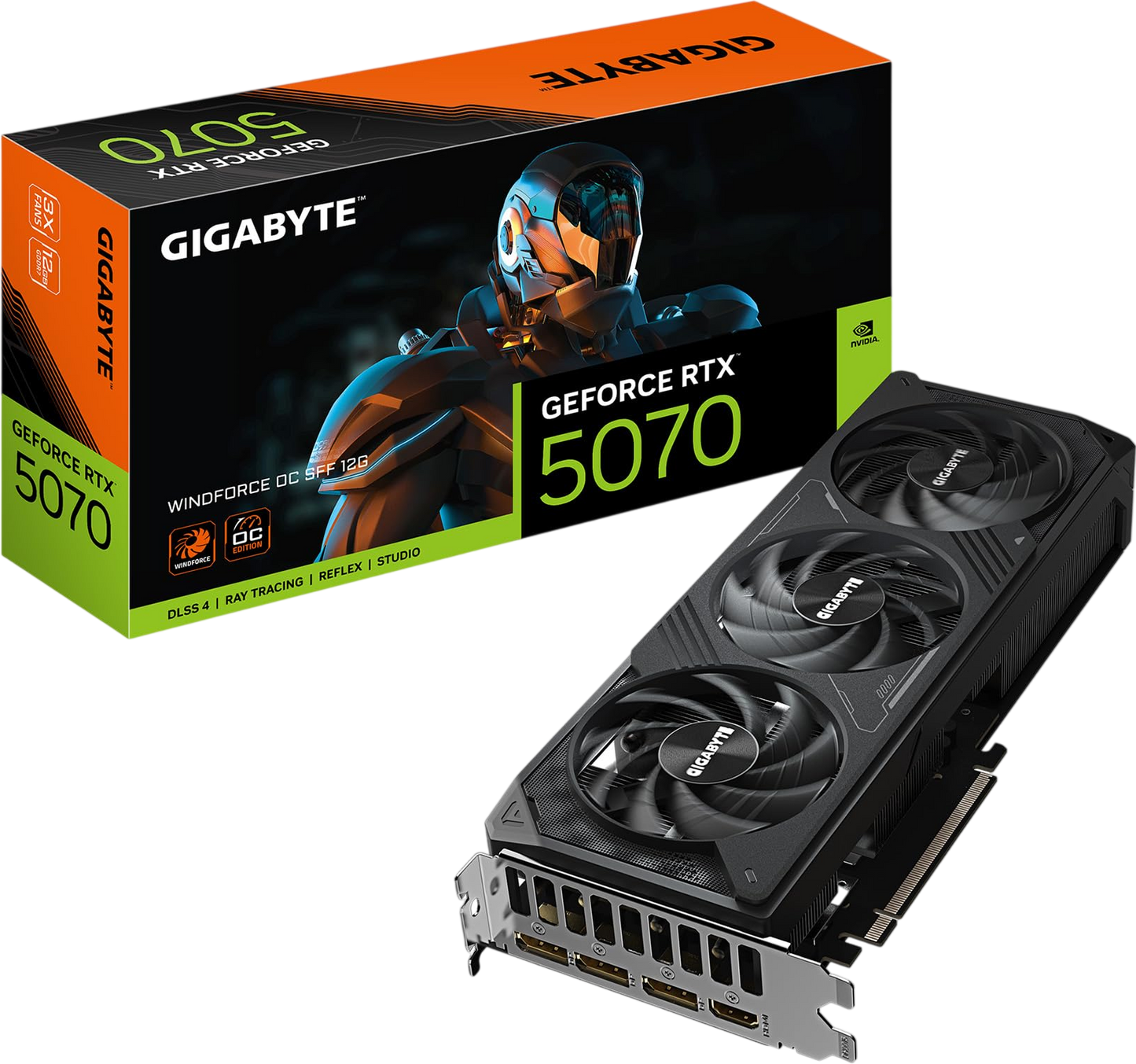 GIGABYTE GeForce RTX 5070 WINDFORCE OC SFF 12G Graphics Card, 12GB 192-bit GDDR7, PCIe 5.0, WINDFORCE Cooling System, GV-N5070WF3OC-12GD Video Card