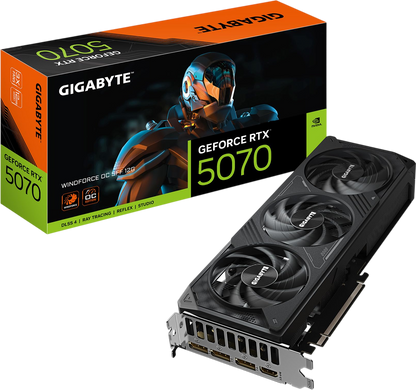 GIGABYTE GeForce RTX 5070 WINDFORCE OC SFF 12G Graphics Card, 12GB 192-bit GDDR7, PCIe 5.0, WINDFORCE Cooling System, GV-N5070WF3OC-12GD Video Card