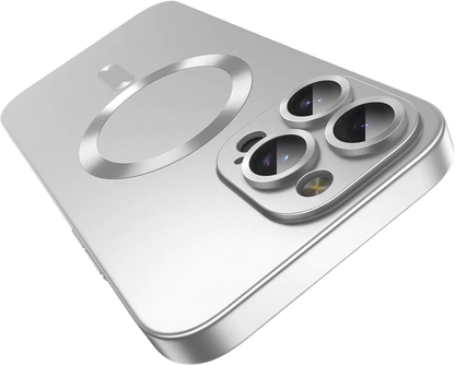 Magnetic Case for iPhone 16 Pro MagSafe with Camera Lens ProtectorFull Protection Slim Smooth Shockproof Anti-Scratch Soft Silicone Bumper Metallic Phone Case for iPhone 16 Pro Silver