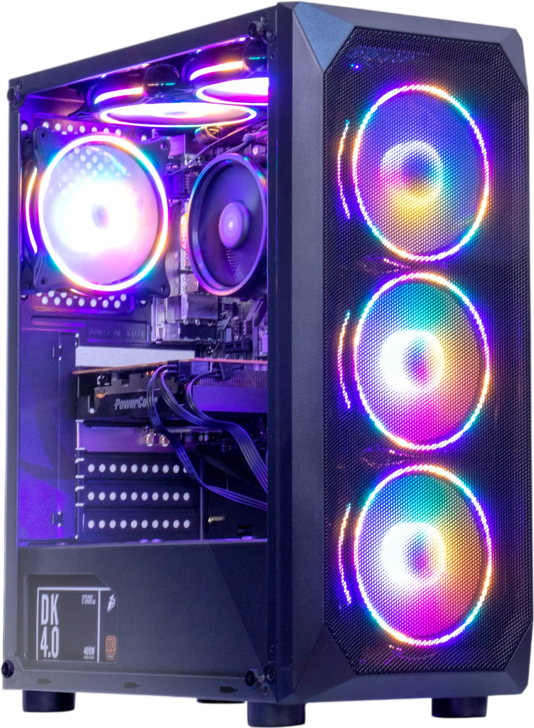 MXZ Gaming PC Computer R5 3500X, RX580, 8G DDR4, NVME 500G, B450,6RGB Fans,Windows 11 Pro Ready to use, Gamer Desktop Computer(R5 3500X| RX580)