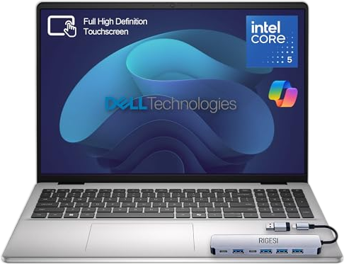 Dell 16" 2K Touchscreen Laptop – Intel Core 5 120U, 16GB RAM, 512GB SSD, 16:10 Display, Backlit Keyboard, Windows 11 Pro- Platinum Silver