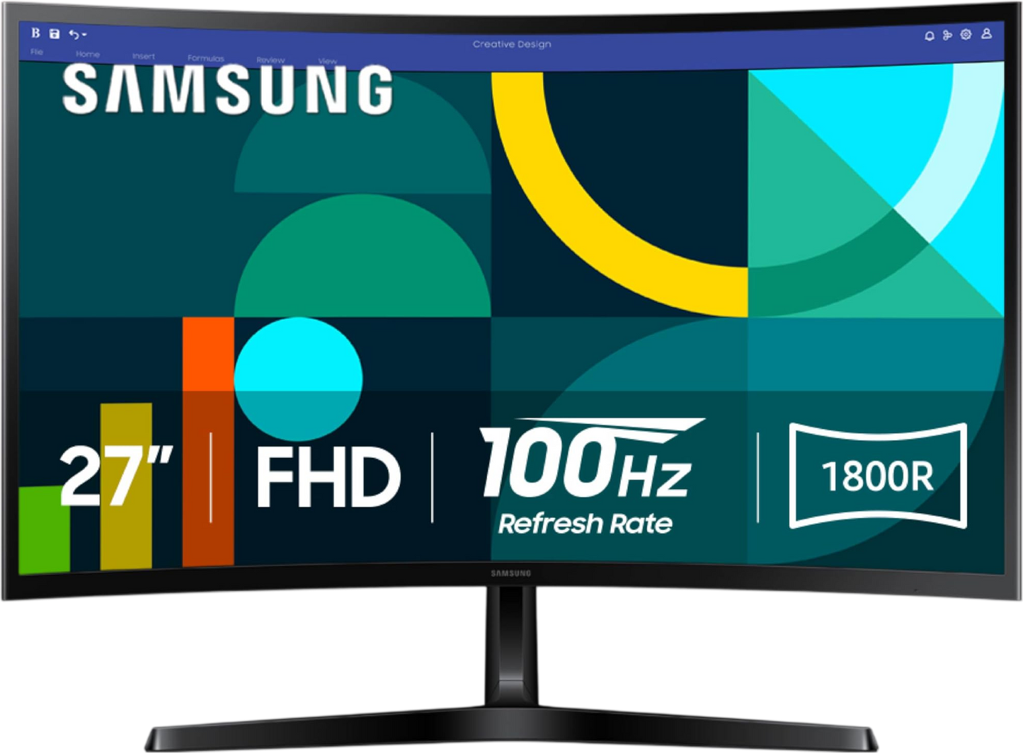Samsung 27" Essential S3 (S36GD) Series FHD 1800R Curved Computer Monitor, 100Hz, Game Mode, Advanced Eye Comfort, HDMI and D-sub Ports, LS27D366GANXZA, 2024