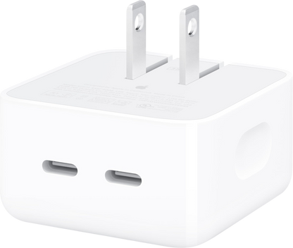 Apple 35W Dual USB-C Port Compact Power Adapter: Fast and Convenient Charging, Type C Wall Charger