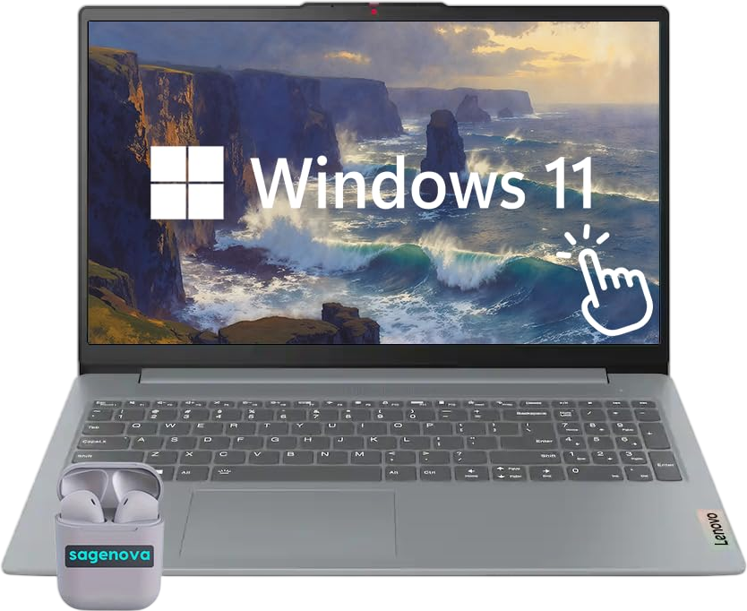 Lenovo IdeaPad Slim 3 Touchscreen Laptop, 15.6" Business Laptop Computer, Windows 11 Home 16GB RAM 1TB SSD, AMD Ryzen 7 5825U, FHD IPS Display, Numeric Keypad, SageNova Earphones, Arctic Grey