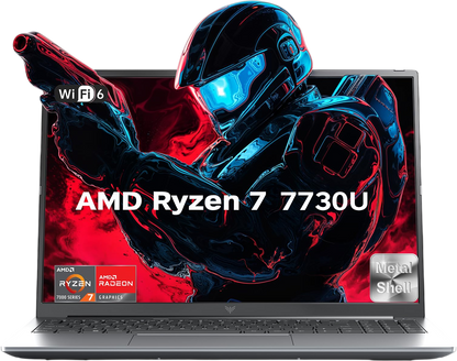MALLRACE 2026 Gaming Laptop with AMD Ryzen 7 7730U 8-core Processor（Up to 4.5GHz,16GB DDR4 RAM 512GB SSD, AMD Radeon Graphics,WiFi 6,15.6 inch IPS Display,Webcam, AMD Laptop Computer